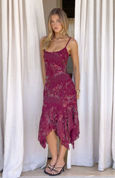 Another World Plum Sequin Midi Dress