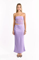 Elinor Lilac Satin Maxi Dress