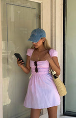 Clairo Light Pink Stripe Cap Sleeve Mini dress